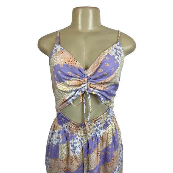 Arizona Womens Patchwork Floral Jumpsuit with Spaghetti Straps Sz XXL - Picture 4 of 8